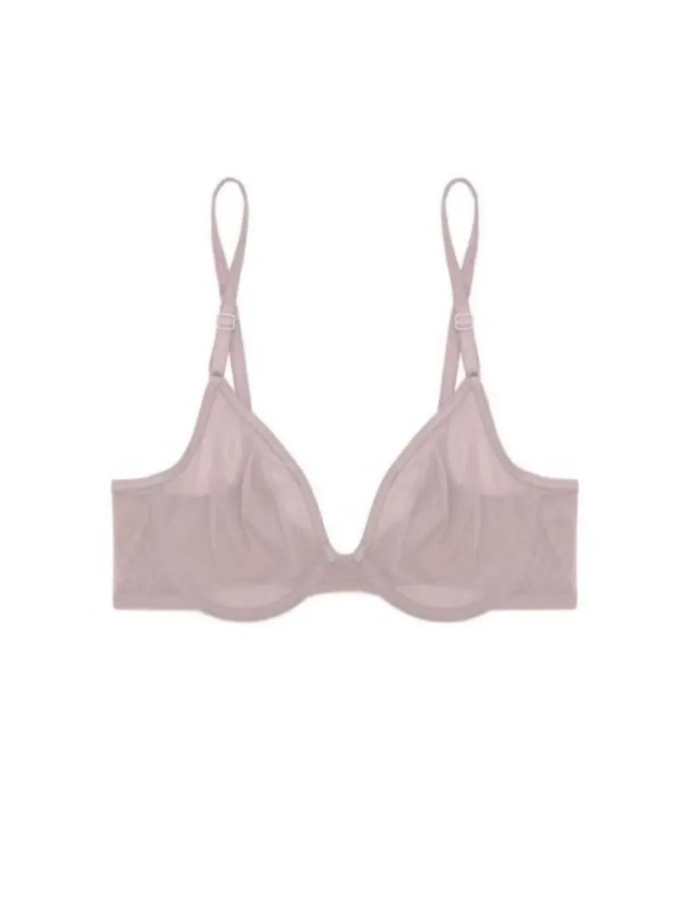 Smart and Sexy SA1388 Beige Sheer Mesh Demi Underwire Bra 32DDD